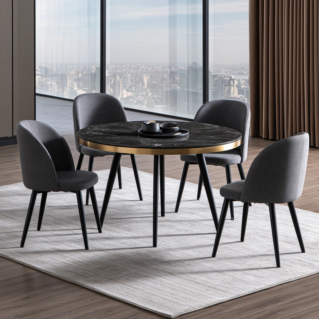 Essgruppe mit Tisch und Stühlen, Farbe: schwarz